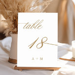 Gold Romantic Calligraphy Wedding Number 18, Table Number<br><div class="desc">Table 18. Please check all available numbers. | Romantic and elegant swirly calligraphy wedding table number with monograms.  For more advanced customisation of this design,  please click the BLUE DESIGN TOOL BUTTON above!</div>
