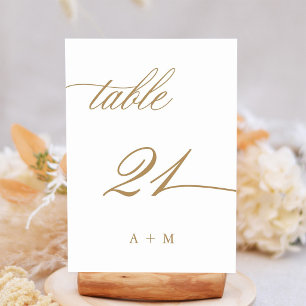 Gold Romantic Calligraphy Wedding Number 21, Table Number