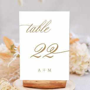 Gold Romantic Calligraphy Wedding Number 22, Table Number
