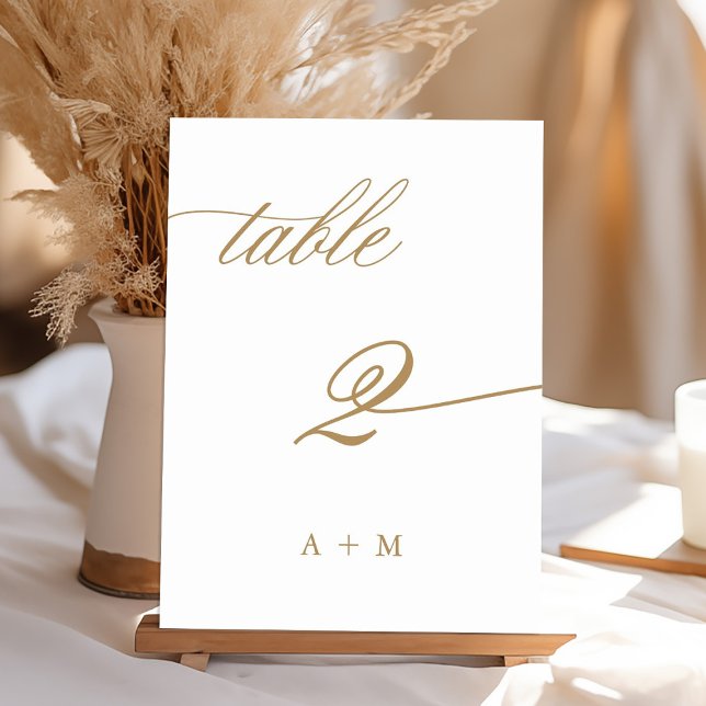 Gold Romantic Calligraphy Wedding Number 2,  Table Number (Creator Uploaded)