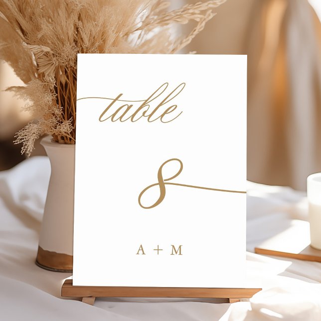 Gold Romantic Calligraphy Wedding Number 8, Table Number (Creator Uploaded)
