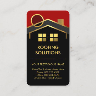 Gold Roof Building Contractor Realtor Business Card