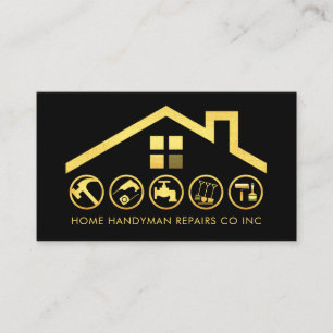 Gold Roof Building Handyman Tools Business Card