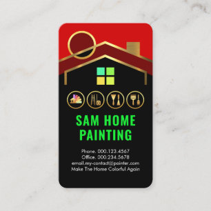 Gold Roof Building Painting Tools Business Card
