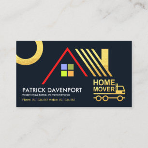 Gold Roof Towed by Home Moving Truck Business Card