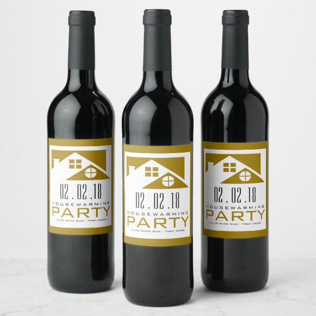 Gold Rooftop, Housewarming Party Wine Label (Bottles)