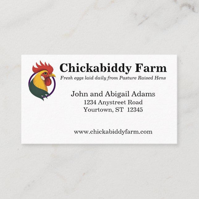 Gold Rooster Egg Farm Farmer Ranch Country  Business Card (Front)