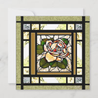 Gold Rose Art Deco Stained Glass Card