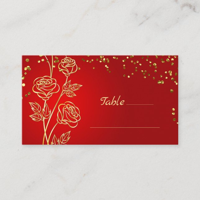 Gold Rose Confetti  Place Card (Front)