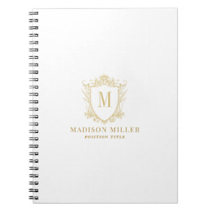 Gold Rose Crest Crown Scrolls Monogram Notebook