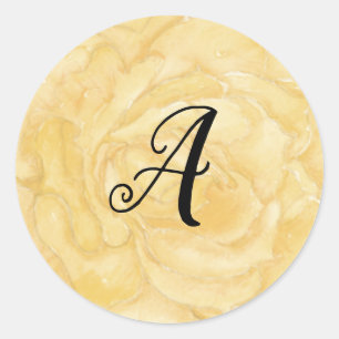 Gold Rose Floral Monogram Sticker
