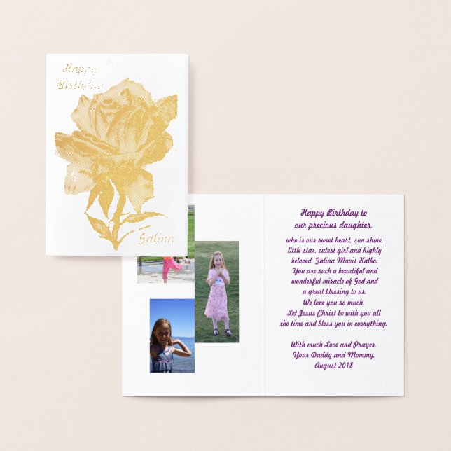 Gold Rose Foil Card, Standard (5"x7") Card (Display)