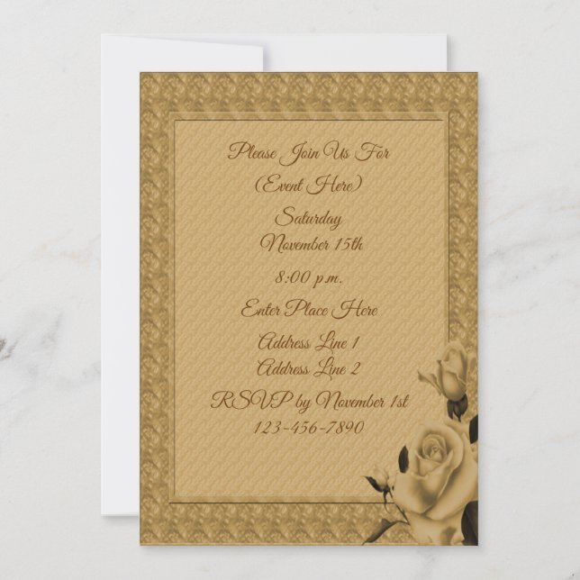 Gold Rose Frame Floral Design Party Invitation (Front)
