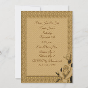 Gold Rose Frame Floral Design Party Invitation
