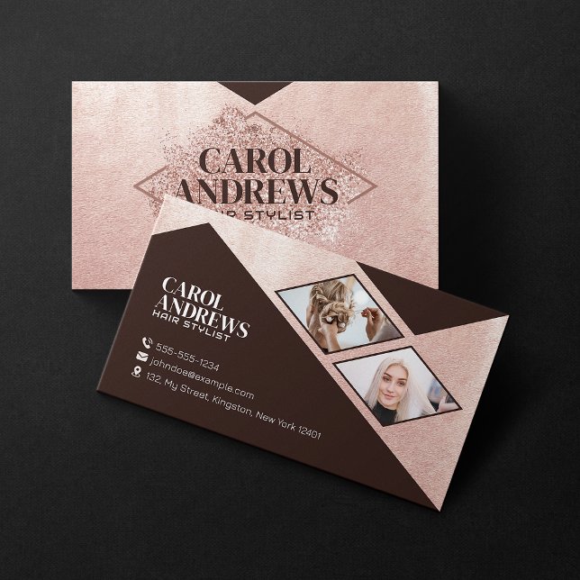 Gold Rose Glitter Hair Dresser Hair Stylist Salon Business Card (Creator Uploaded)