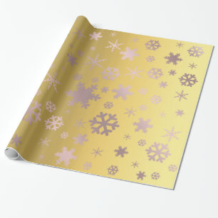 Gold & Rose Gold Christmas Snowflake Pattern Wrapping Paper
