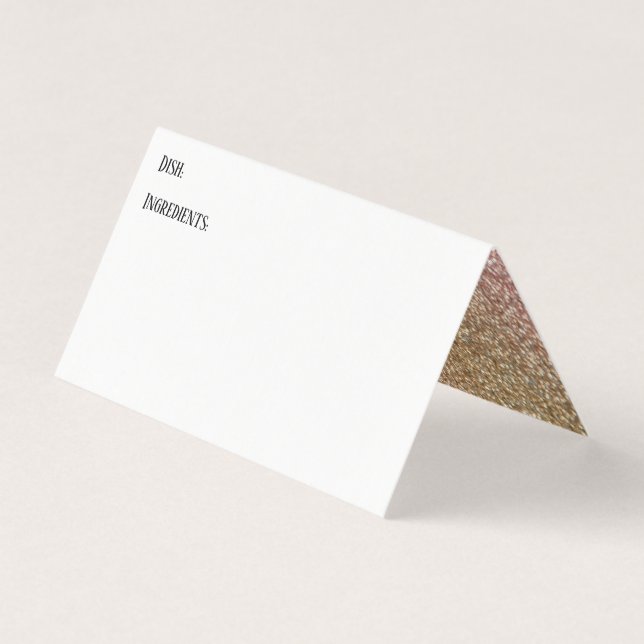 Gold & Rose Gold Glitter Accent Recipe Tent Cards (Front)