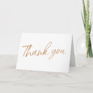 Gold Rose Hand Lettered Wedding "Thank you" Thank You Card