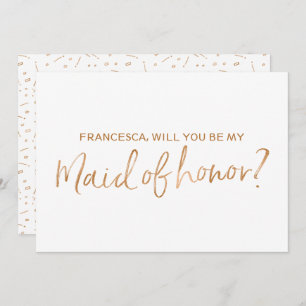 Gold Rose Lettered "Will you be my maid of honour" Invitation