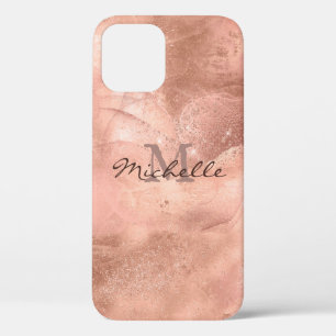 Gold Rose Marble - Elegant Monogram iPhone 12 Pro Case