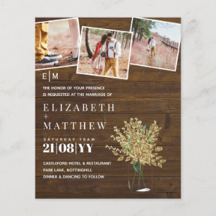 Gold Rose Metallic Wedding Invitations