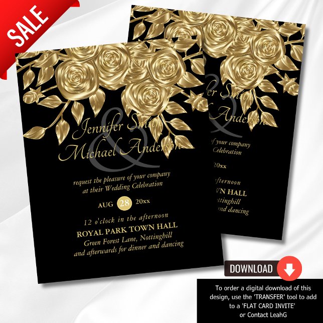 Gold Rose Metallic Wedding Invitations (Creator Uploaded)