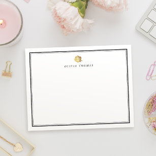 Gold rose minimalist personalised Stationery Card