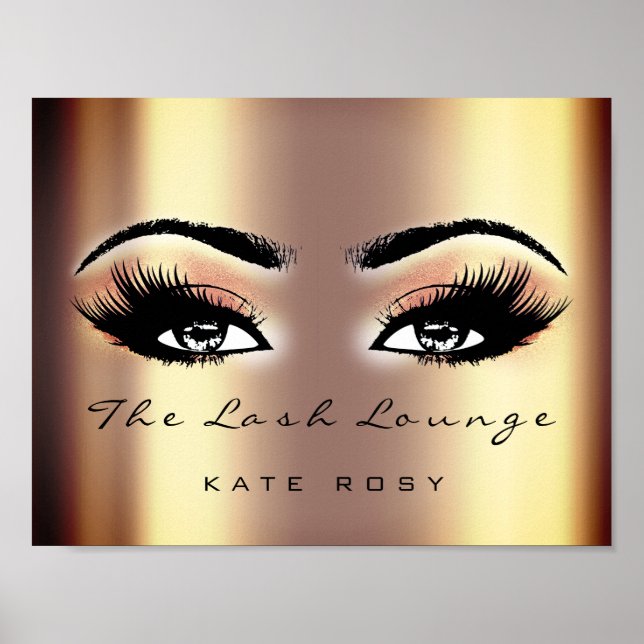 Gold Rose Name Makeup Artist Beauty Studio Lashe Poster (Front)