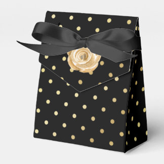 Gold Rose on Black Favour Box