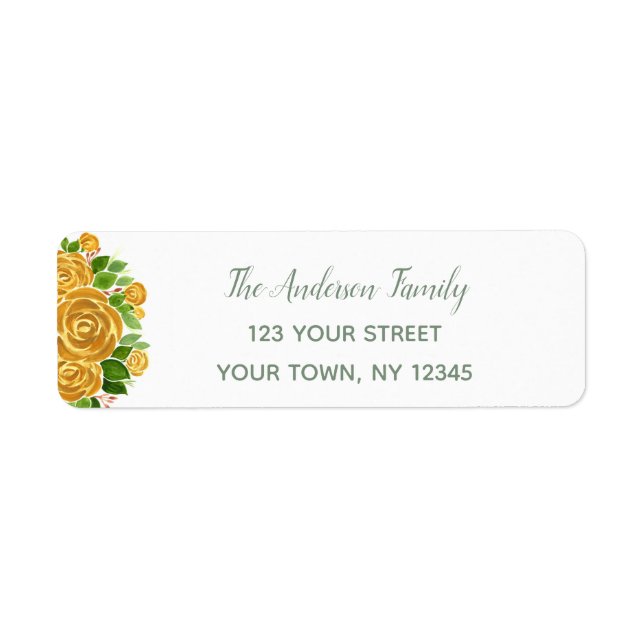 Gold Rose Return Address Label (Front)