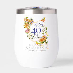 Gold Rose Ribbon 40th Birthday