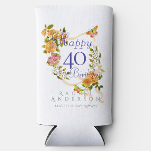 Gold Rose Ribbon 40th Birthday Cooler