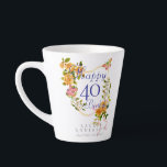Gold Rose Ribbon 40th Birthday Latte Mug<br><div class="desc">Lovely and elegant rose with butterfly.</div>