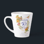 Gold Rose Ribbon 50th Birthday Latte Mug<br><div class="desc">Lovely and elegant rose with butterfly.</div>