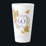 Gold Rose Ribbon 60th Birthday Latte Mug<br><div class="desc">Lovely and elegant rose with butterfly.  
Celebrate your special day with this lovely latte mug can also be a special personalized birthday gift to your bestise,  friend or family member.</div>