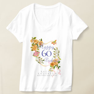 Gold Rose Ribbon 60th Birthday T-Shirt