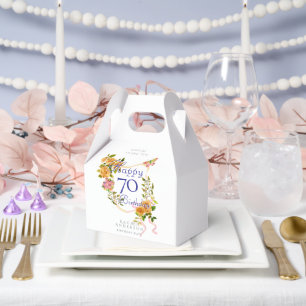 Gold Rose Ribbon 70th Birthday  Favour Box