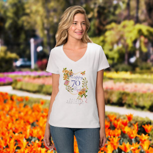 Gold Rose Ribbon 70th Birthday T-Shirt