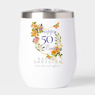 Gold Rose Ribbon Birthday 50th