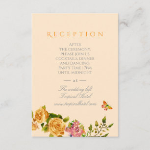 Gold Rose Ribbon Monogram Wedding Enclosure Card