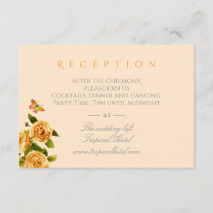 Gold Rose Ribbon Monogram Wedding Enclosure Card