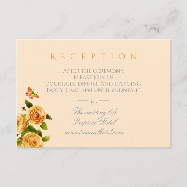 Gold Rose Ribbon Monogram Wedding  Enclosure Card (Front)