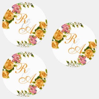 Gold Rose Ribbon Monogram Wedding Invitation