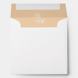 Gold Rose Ribbon Monogram Wedding Invitation Envelope
