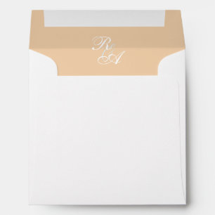 Gold Rose Ribbon Monogram Wedding Invitation Envelope