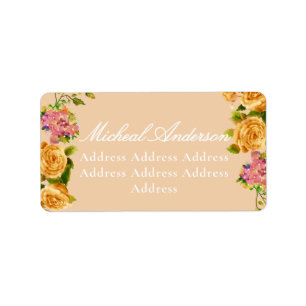Gold Rose Ribbon Monogram Wedding Invitation Label