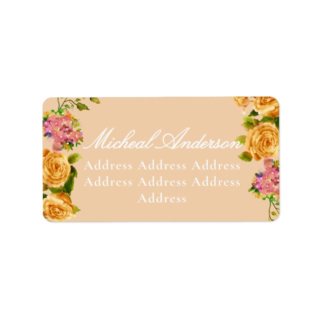 Gold Rose Ribbon Monogram Wedding Invitation Label (Front)