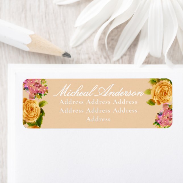 Gold Rose Ribbon Monogram Wedding Invitation Label (Insitu)