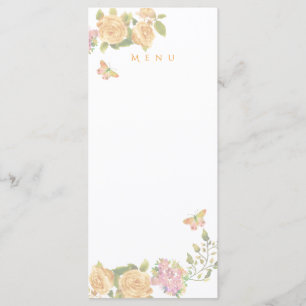 Gold Rose Ribbon Monogram Wedding Menu