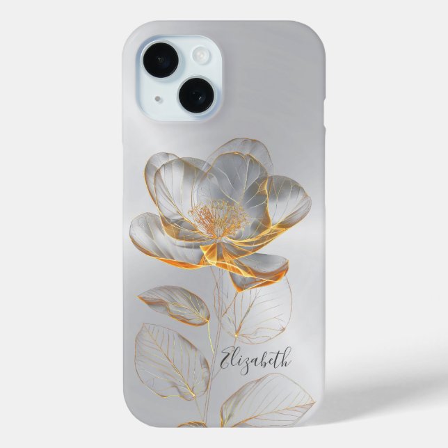 Gold Rose Silver Add Name  Case-Mate iPhone Case (Back)